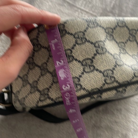 GUCCI GG Canvas Sherry Line Shoulder Bag Gray Red Navy - Picture 13 of 14